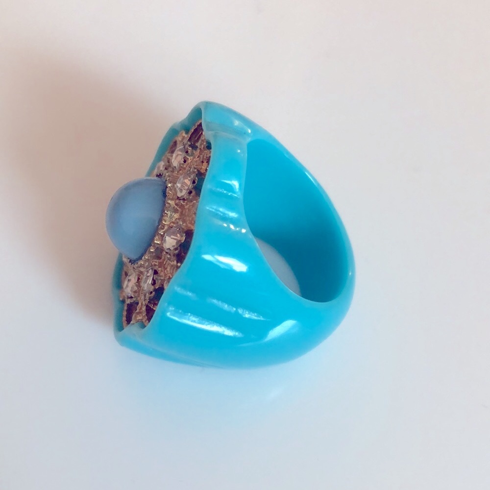 Turquoise and Gold Statement Ring